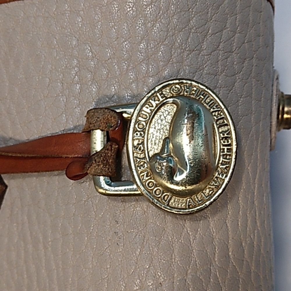 Dooney & Bourke Leather Gladstone Cream and Tan Satchel - Picture 3 of 16